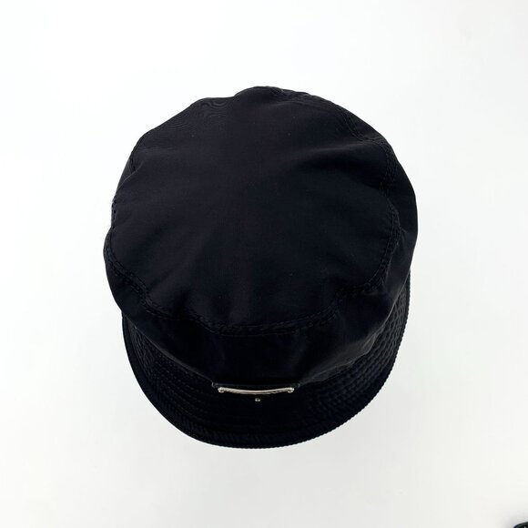 Prada Black Nylon Bucket Hat With Logo Plaque - Picture 4 of 9